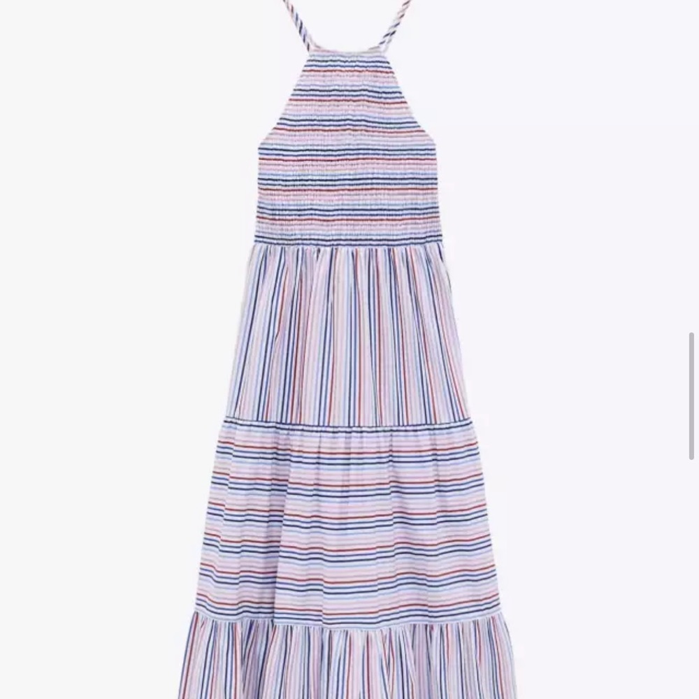 Ella Striped Smocked Strappy Open Back Tiered Maxi Dress - Picture 4 of 8